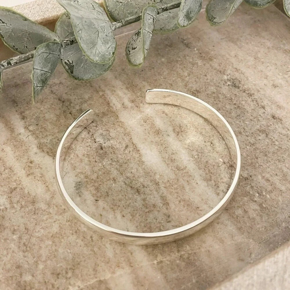 925 Sterling Silver Chunky Bangle Bracelet Classic Sterling Silver Bangle Cuff - Picture 3 of 6